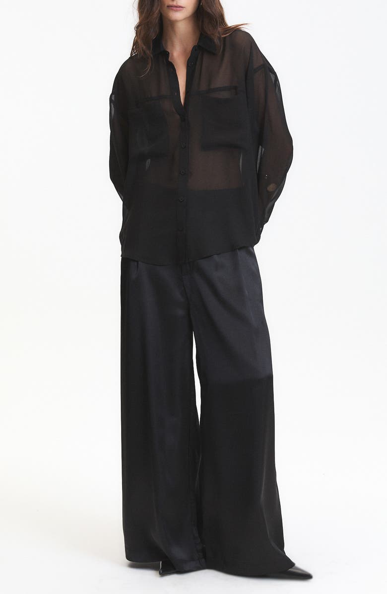 DELUC Grayson Sheer Shirt, Alternate, color, Black