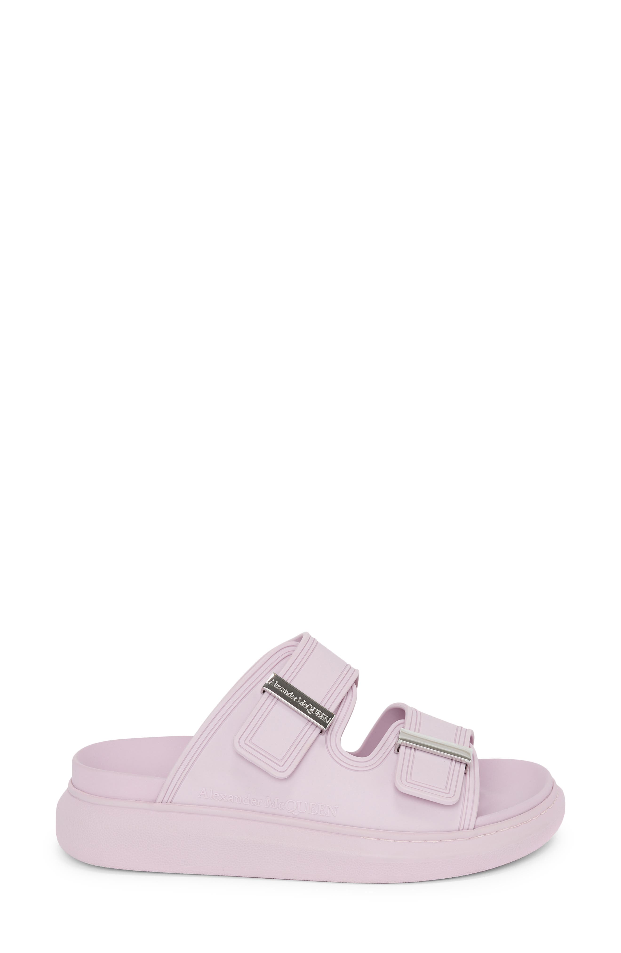 Oversized Slide Sandal, Alternate, color, LILAC/ SILVER