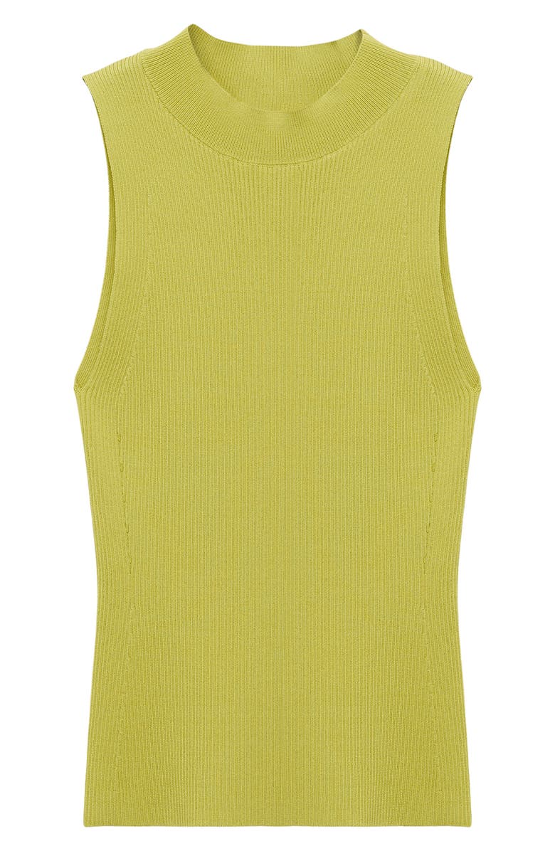 MANGO Mock Neck Sleeveless Rib Sweater, Alternate, color, Lime