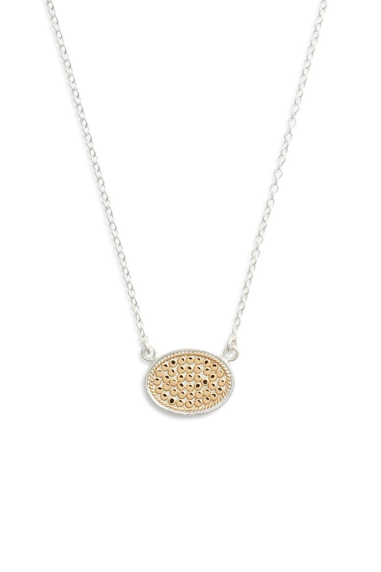 Reversible Oval Pendant Necklace, Main, color, GOLD/ SILVER
