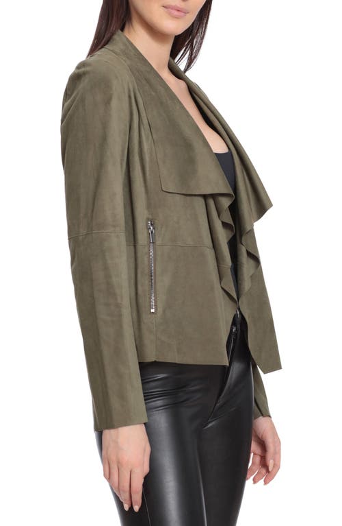 Bagatelle Draped Faux Suede Jacket In Brown