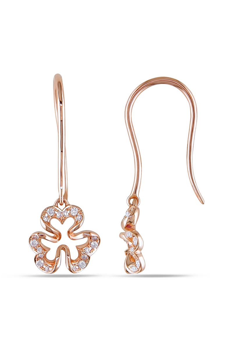 Julianna B. Diamond Clover Hook Earring 14k Rose Gold, Main, color, 