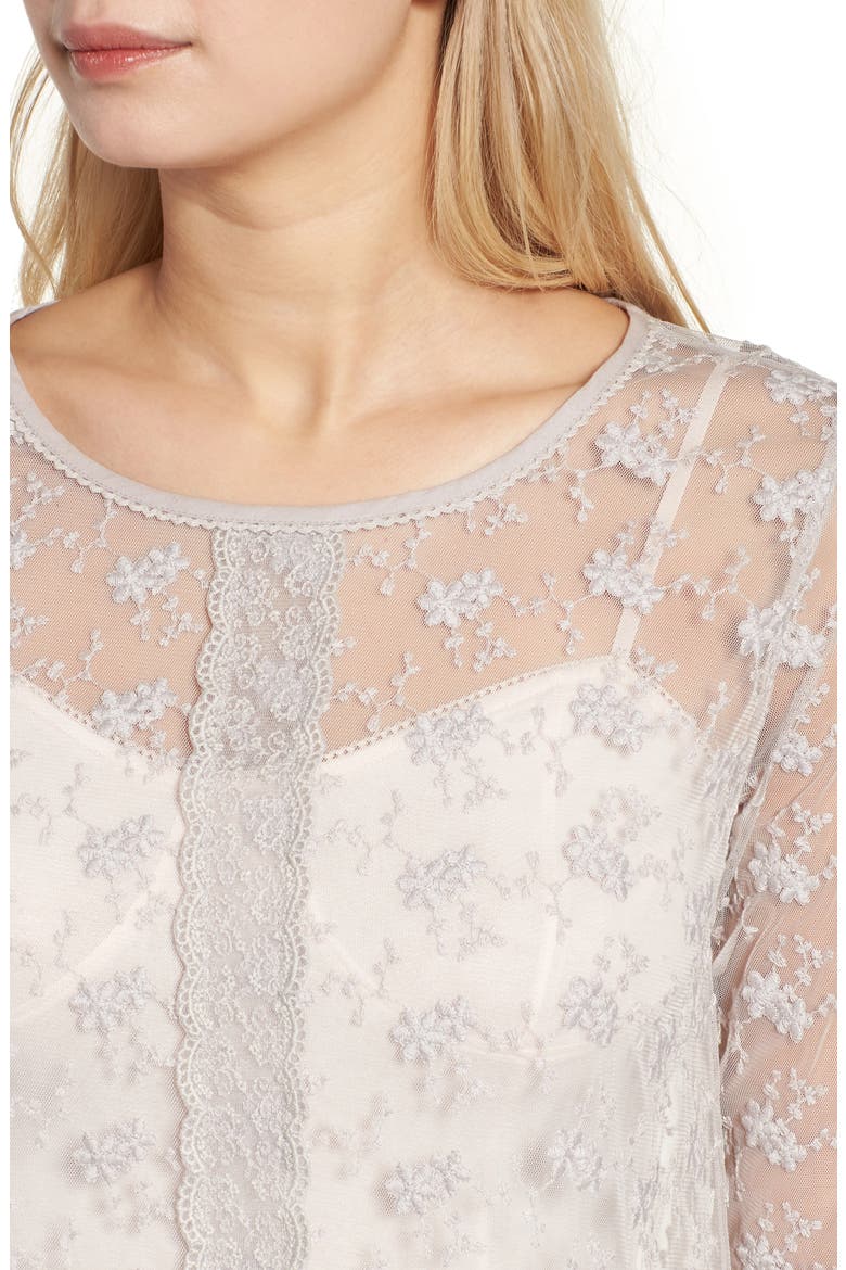 Embroidered Mesh Top, Alternate, color, GREY ASH