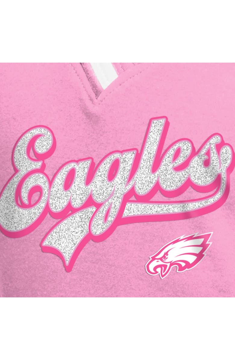 New Era Girl's Youth New Era  Pink Philadelphia Eagles Mommy & Me Multiplier Raglan V-Neck T-Shirt, Alternate, color, 