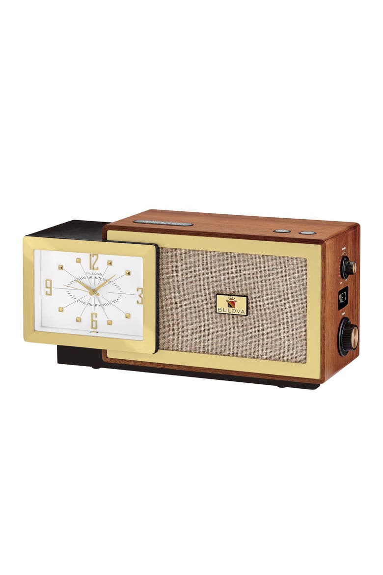 Precision Tone Clock Radio, Gold Tone, Alternate, color, Brown