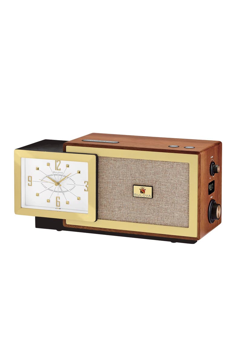 Bulova Clocks Precision Tone Clock Radio, Gold Tone, Alternate, color, Brown