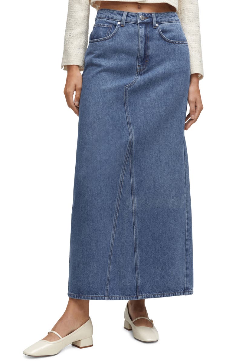 MANGO Denim Maxi Skirt, Main, color, 