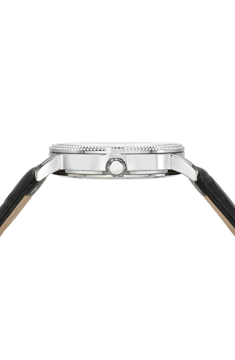 PORSAMO BLEU Veritas 1 Croc Embossed Leather Strap Watch, 40mm, Alternate, color, Silver