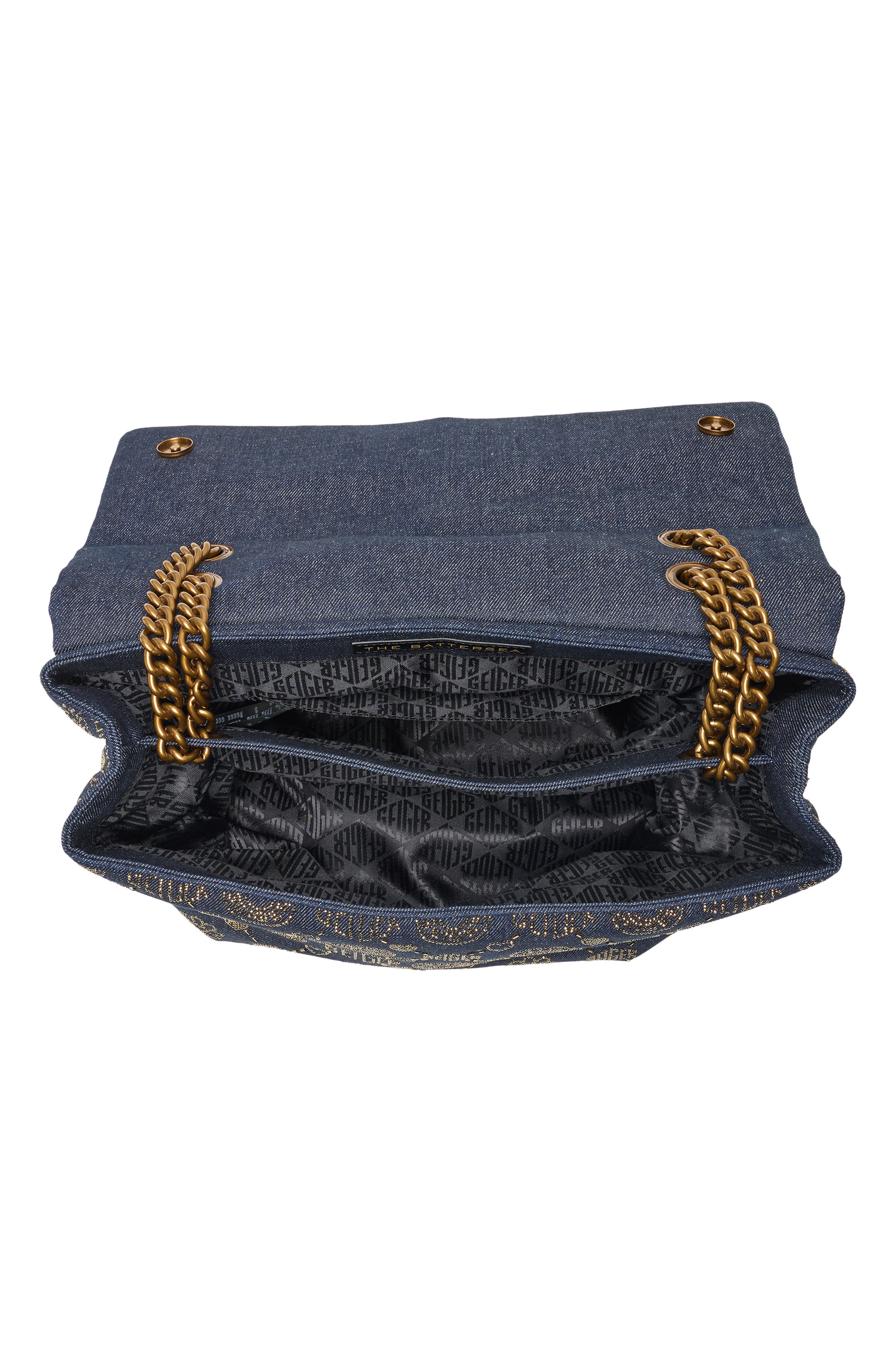 Kurt Geiger London XXL Battersea Denim Shoulder Bag, Alternate, color, Navy