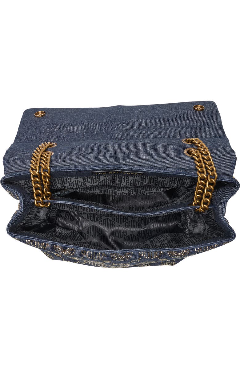 Kurt Geiger London XXL Battersea Denim Shoulder Bag, Alternate, color, Navy