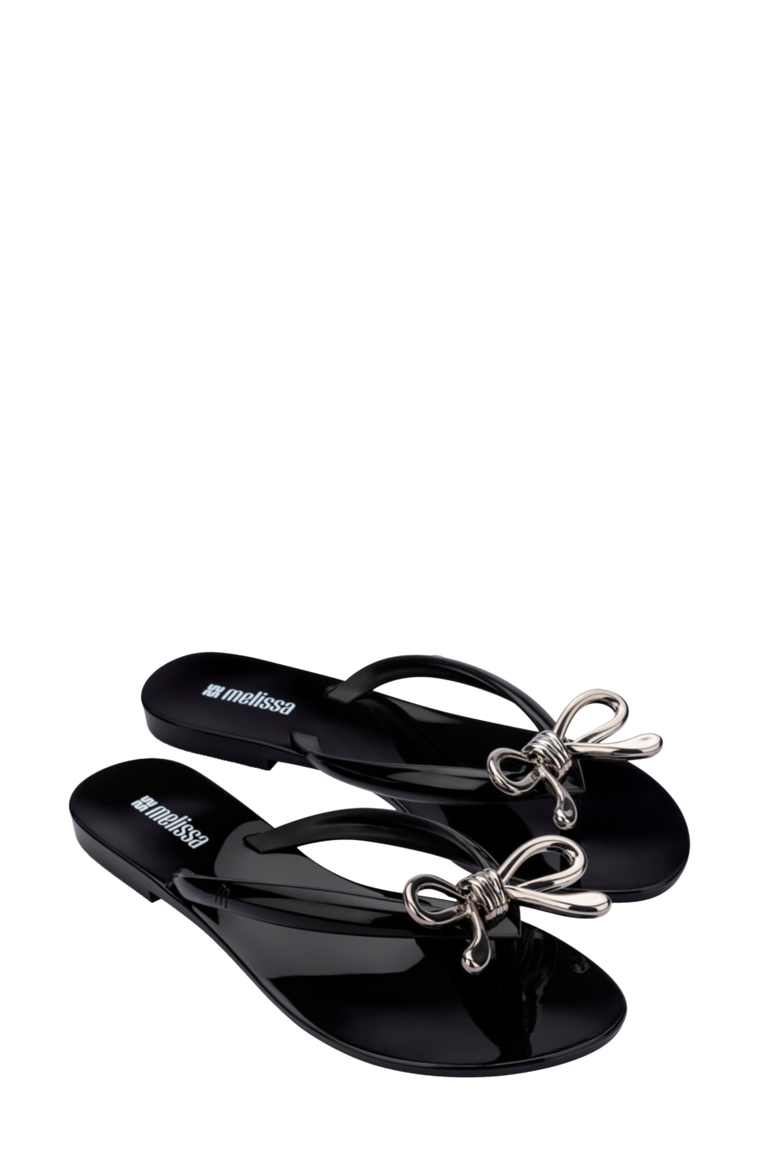 Melissa Harmonic Iris Flip Flop, Main, color, Black/Silver
