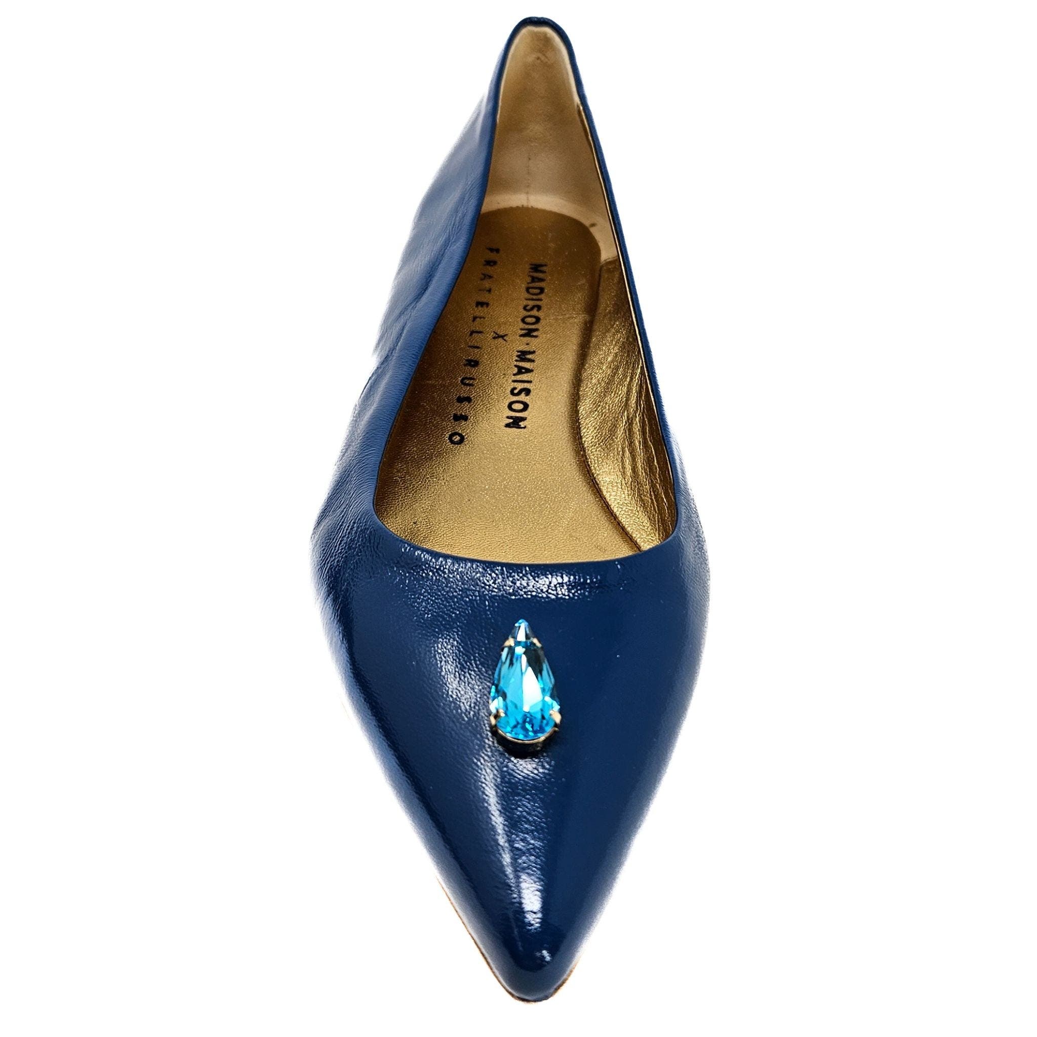 Maira Pointy Ballet With Jewel, Alternate, color, Blue