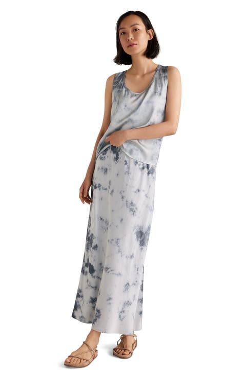Washable Silk Tie-dye Maxi Skirt