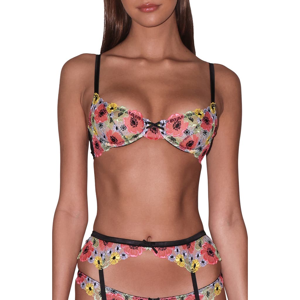 Fleur Du Mal Azalea Embroidered Garter Belt