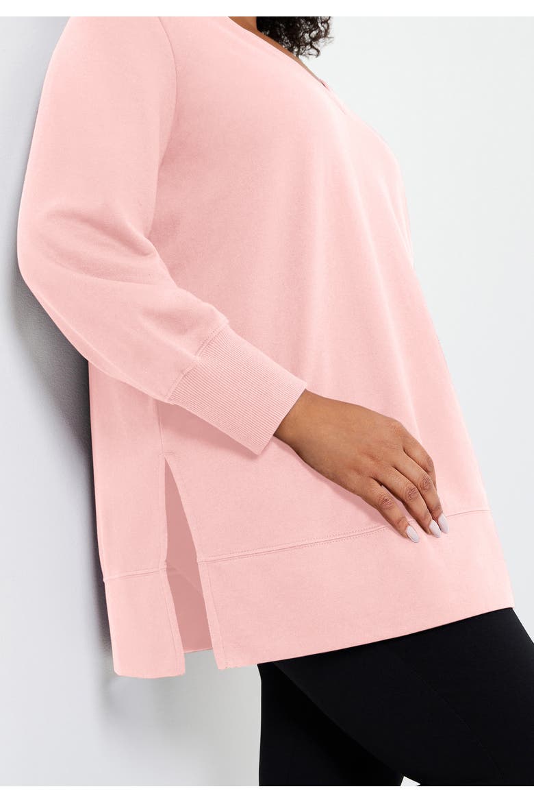 V-Neck French Terry Sweatshirt, Alternate, color, SOFT BLUSH TIE DYE BOUQUET