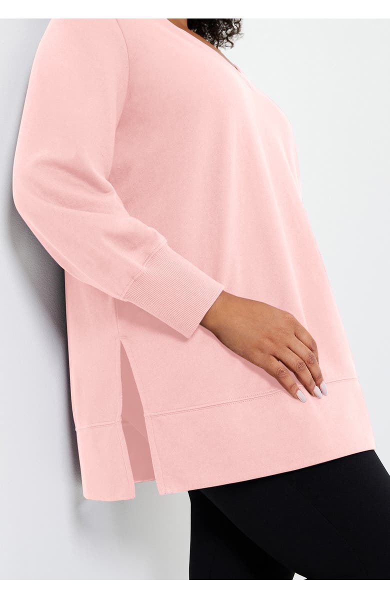 June + Vie V-Neck French Terry Sweatshirt, Alternate, color, Black