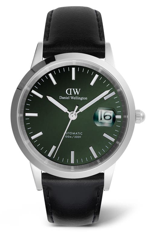 Daniel Wellington Iconic Automatic Leather Strap Watch, 40mm In Silver