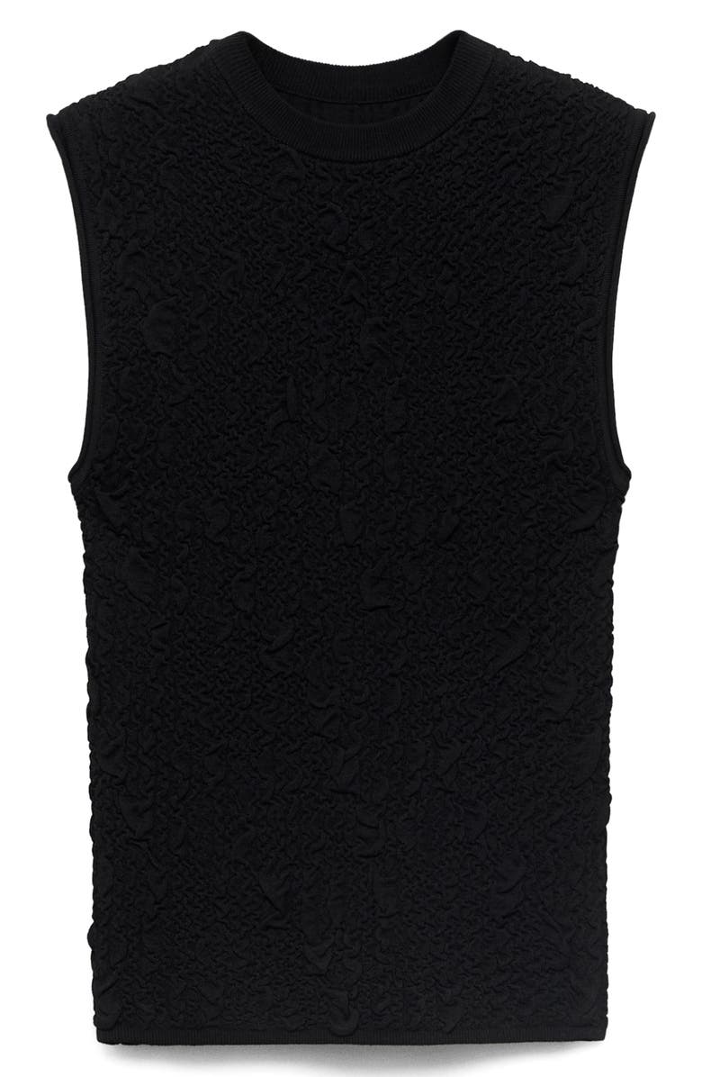 MANGO Sleeveless Textured Crepe Sweater, Alternate, color, Black
