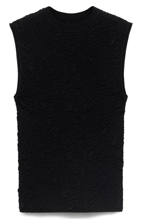 Mango Sleeveless Textured Crepe Sweater In Black
