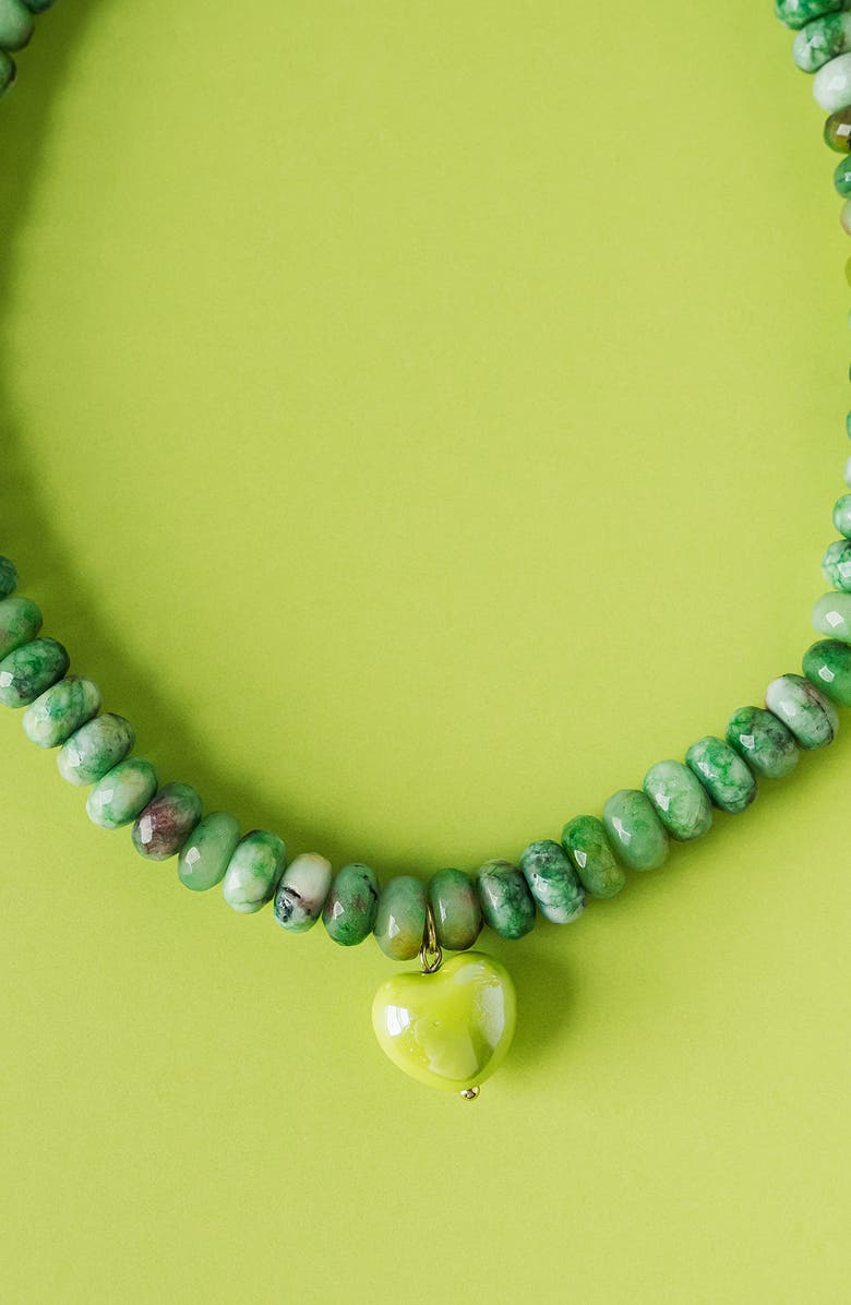 MacRae & Co. Alice Beaded Heart Pendant Necklace, Alternate, color, Green