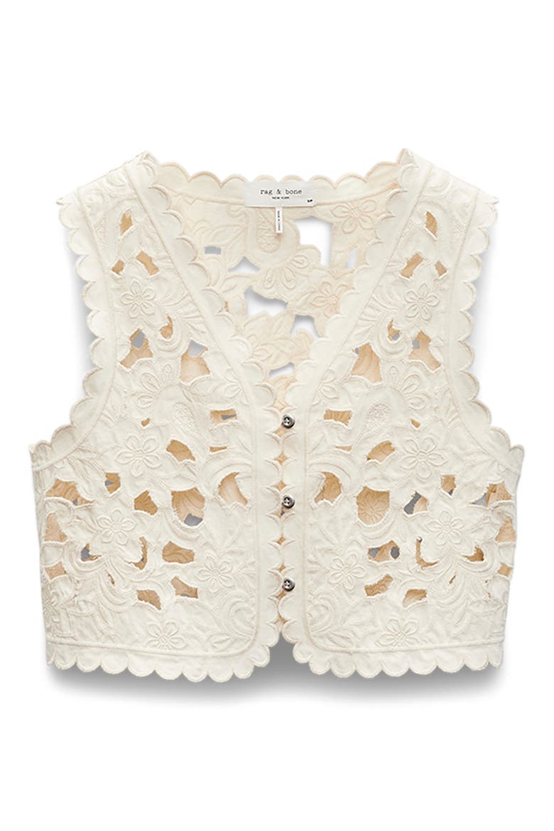 Coralie Floral Cutout Vest, Alternate, color, ECRU