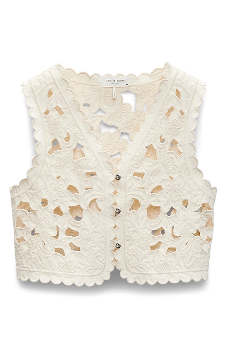 rag & bone Coralie Floral Cutout Vest, Alternate, color, Ecru
