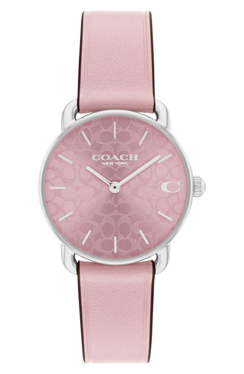 Elliot Pink Leather Strap Watch, 28mm