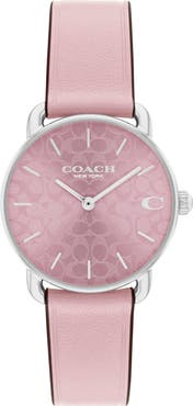 COACH Elliot Pink Leather Strap Watch, 28mm