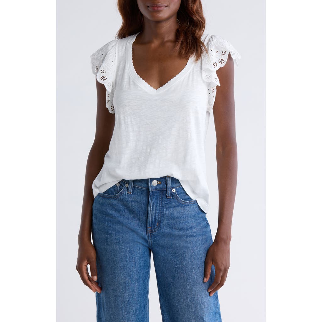 Wit & Wisdom Eyelet Flutter Sleeve Jersey T-shirt