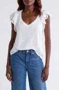 Wit & Wisdom Eyelet Flutter Sleeve Jersey T-Shirt