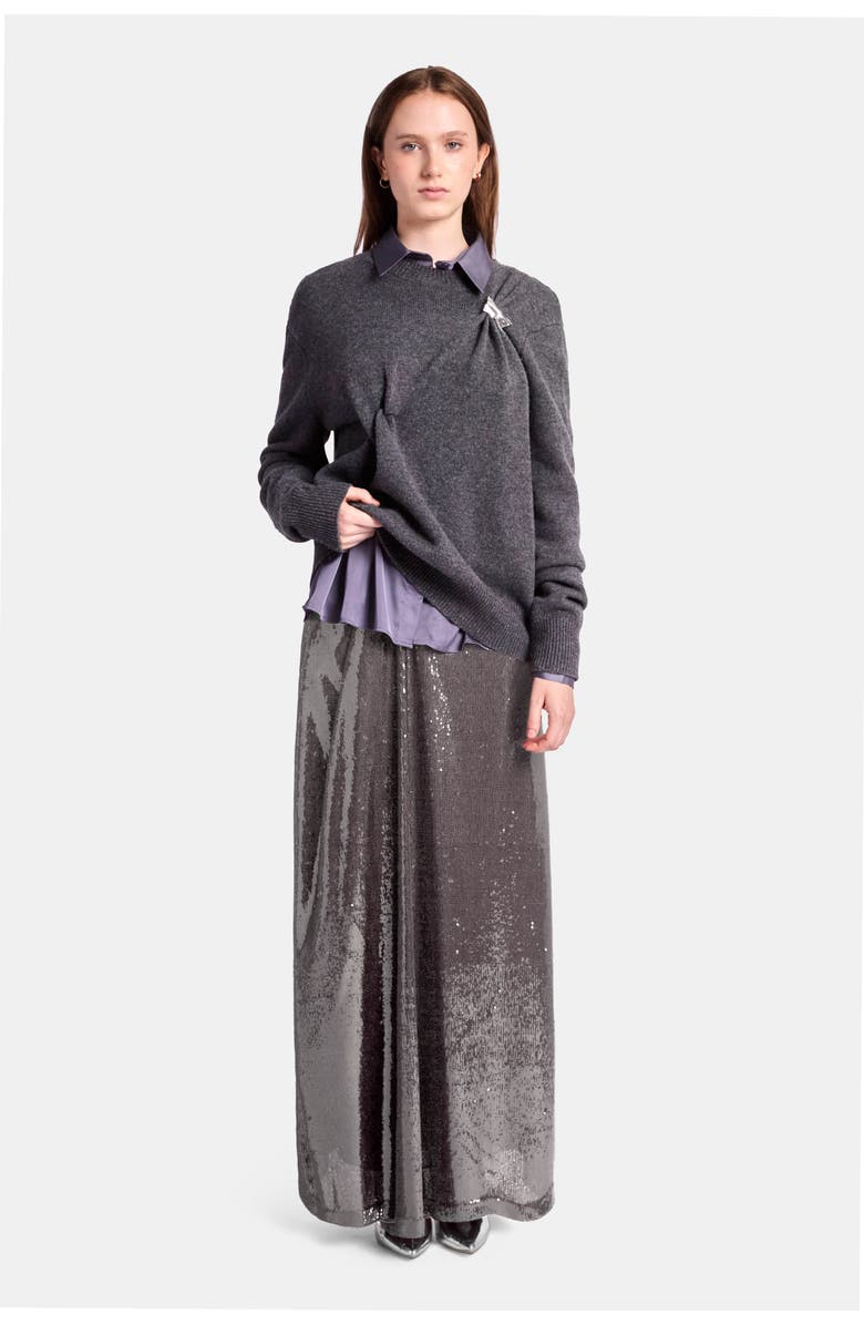 KATE BARTON Draped Merino Cashmere Sweater, Alternate, color, Charcoal