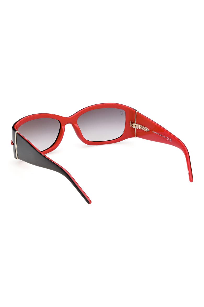 58mm Gradient Rectangular Sunglasses, Alternate, color, BLACK RED / SMOKE ZEISS
