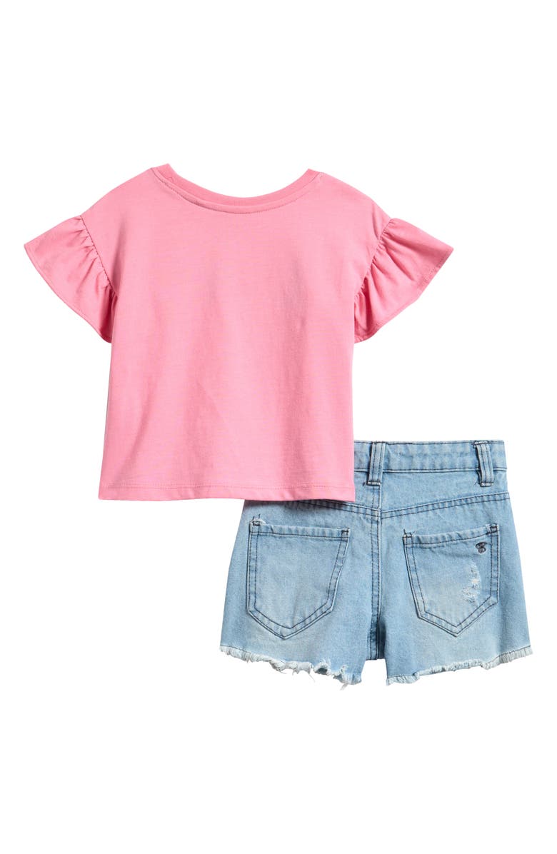 Jessica Simpson Kids' Ruffle T-Shirt & Denim Shorts Set, Alternate, color, Pink