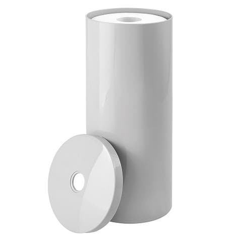 Freestanding Toilet Paper Canister with Lid, Gray, Made in USA