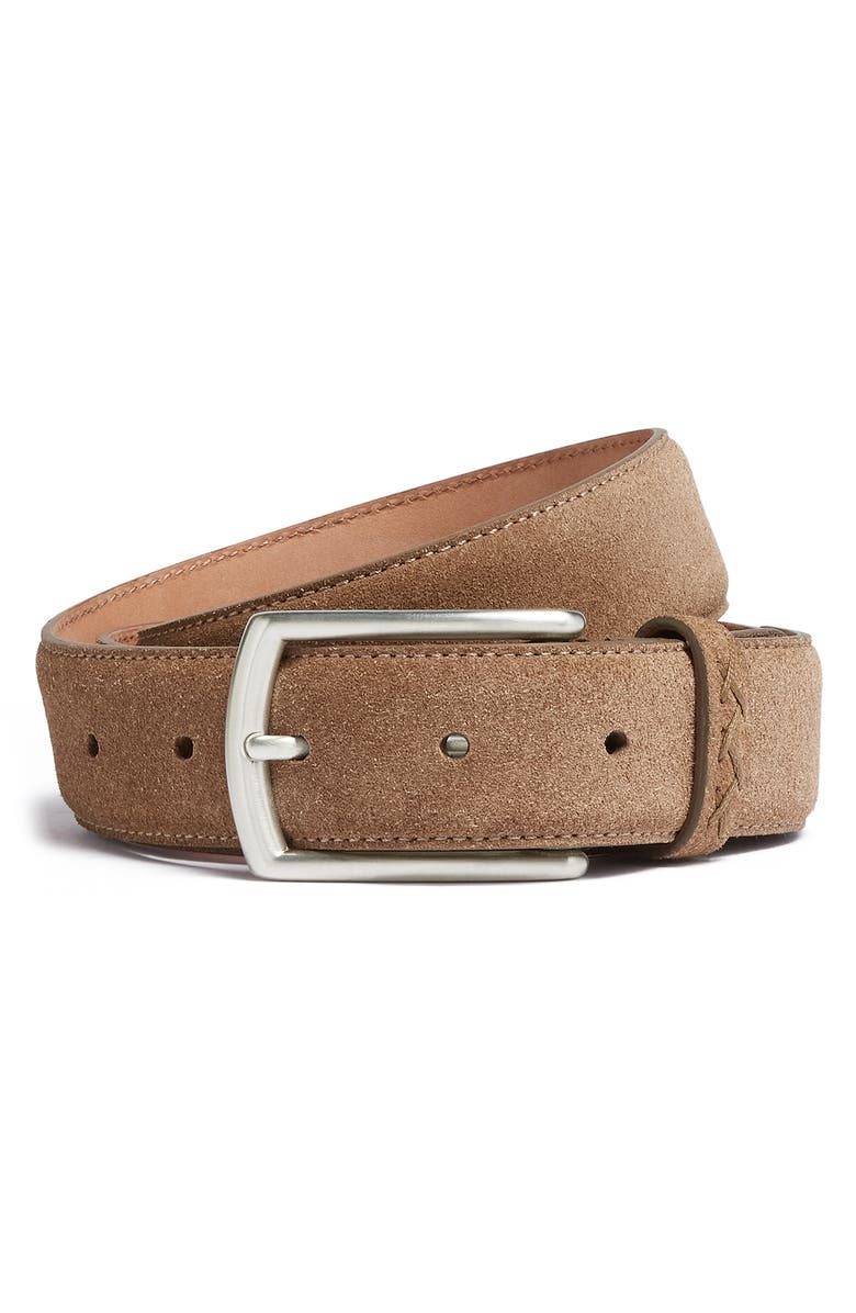 ZEGNA Suede Belt, Main, color, Beige
