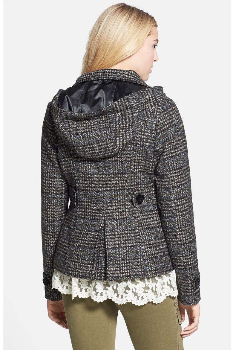 Plaid Toggle Coat, Alternate, color, BROWN/ BLUE PLAID