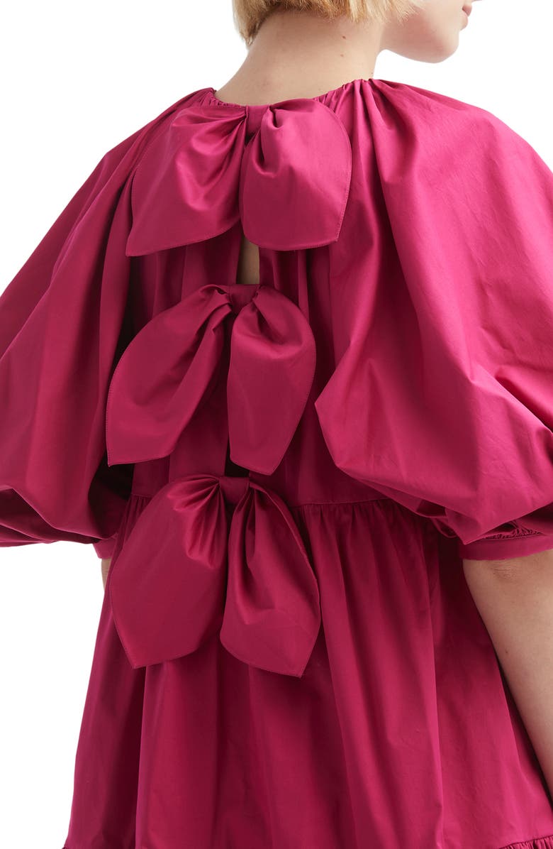 Oscar de la Renta Balloon Sleeve Bow Shift Dress, Alternate, color, 