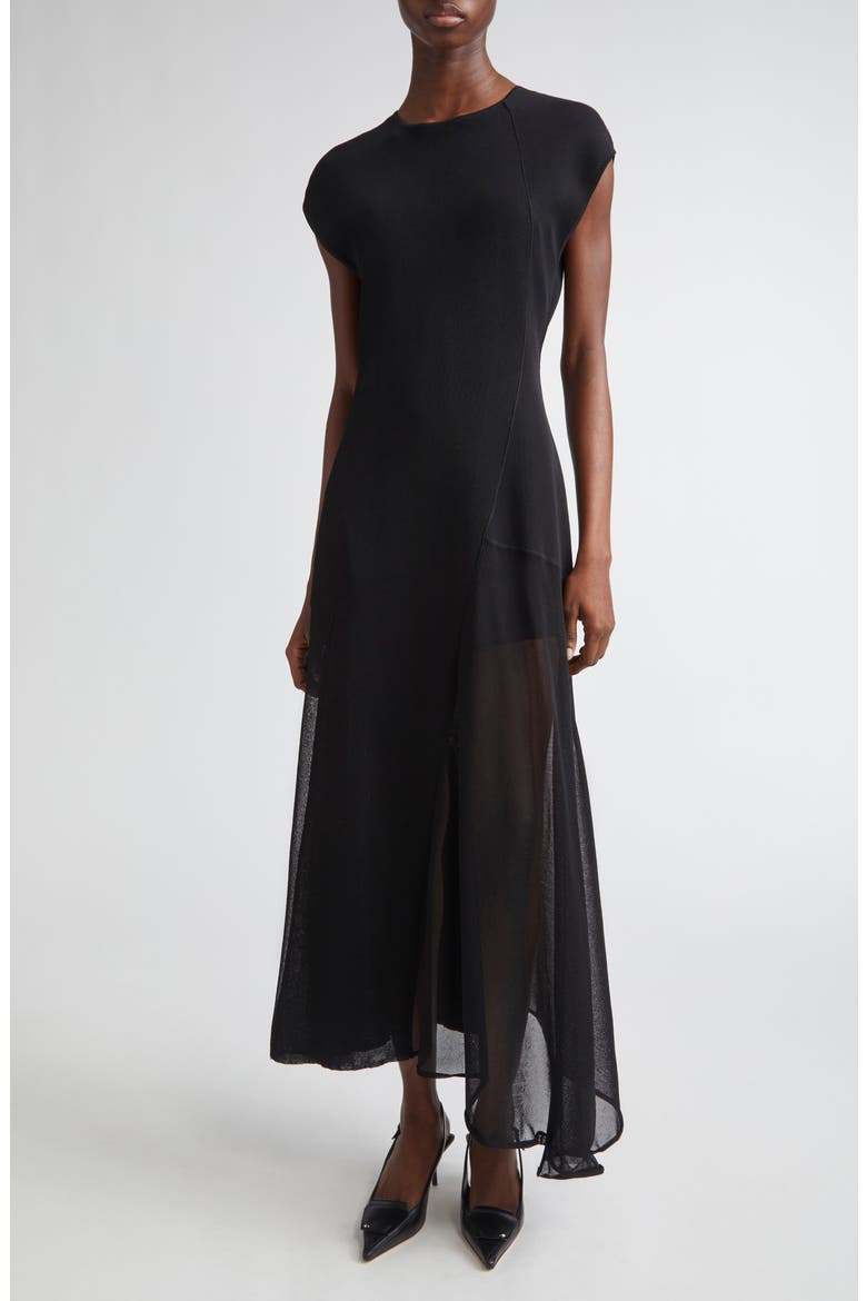Seamed Asymmetric Dress, Main, color, BLACK
