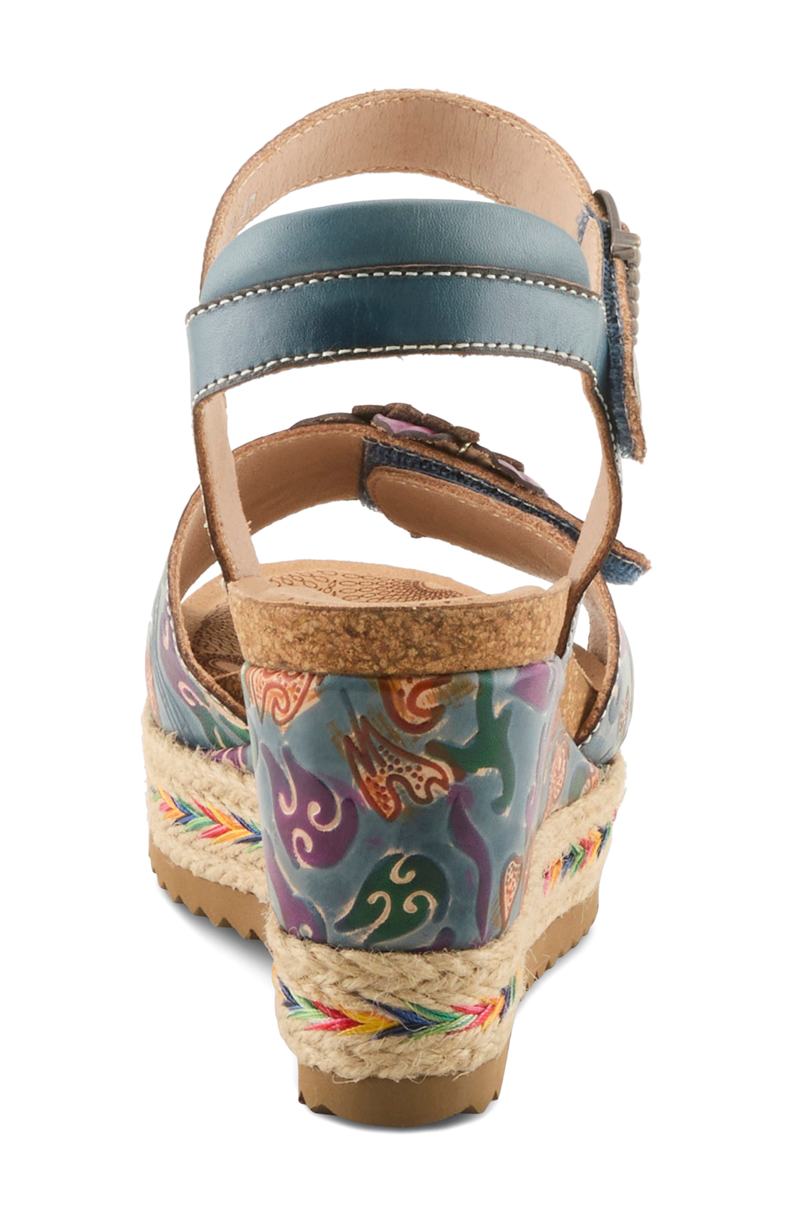 Boca Espadrille Ankle Strap Platform Wedge Sandal, Alternate, color, BLUE MULTI