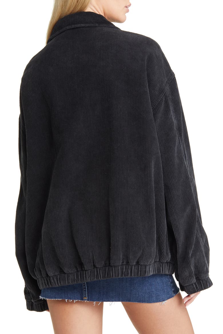 Oversize Corduroy Harrington Jacket, Alternate, color, BLACK
