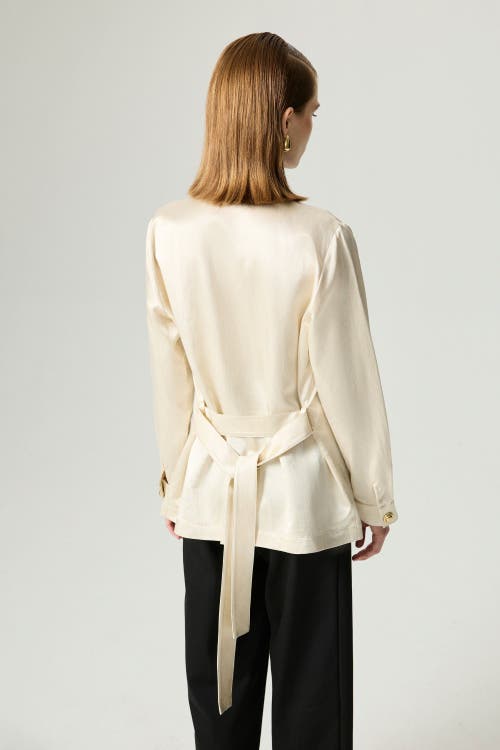 Nocturne Gold Button Detailed Jacket In White