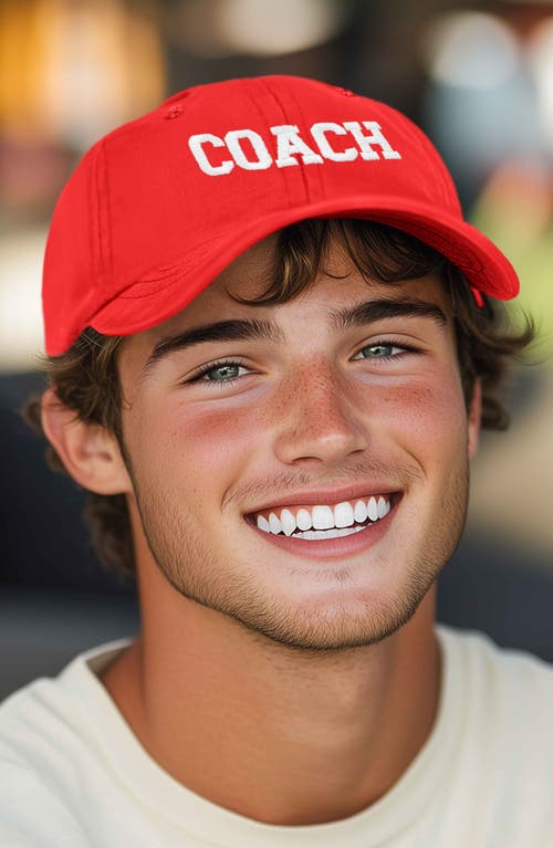 Dalix Coach Embroidered Sports Dad Cap In Red