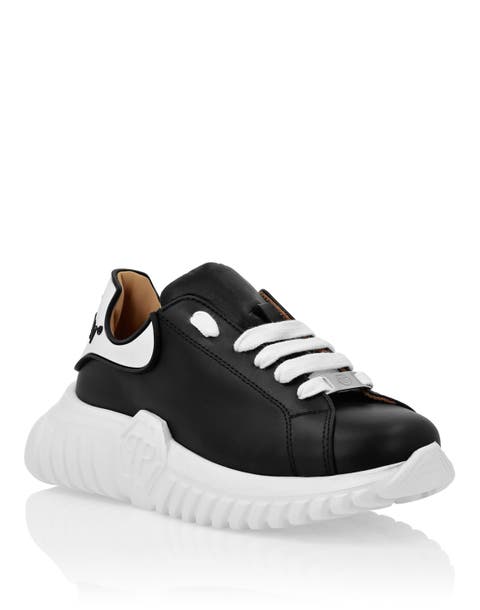 Leather Lo-Top Sneakers Hexagon Insert Sole And Plein Boy