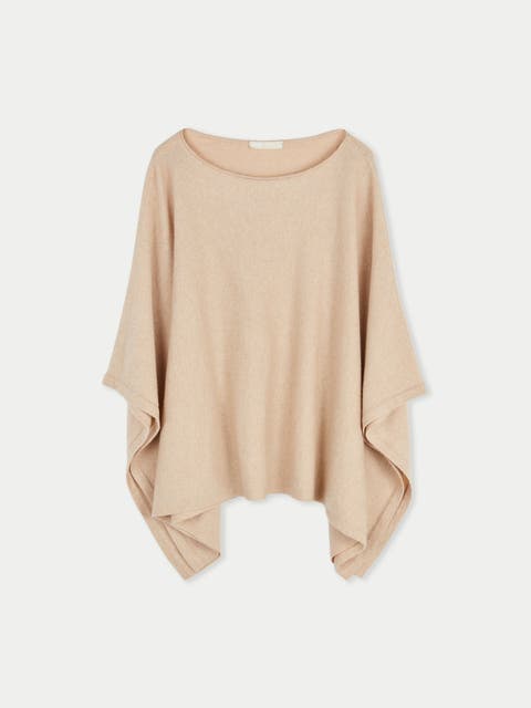 Boat-Neck Cashmere Poncho