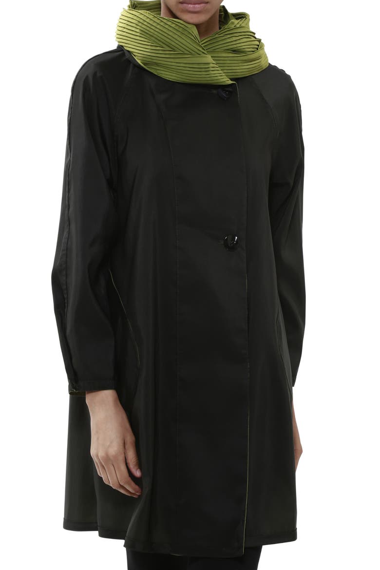 Donatella Reversible Hooded Raincoat, Alternate, color, GRASS / BLACK