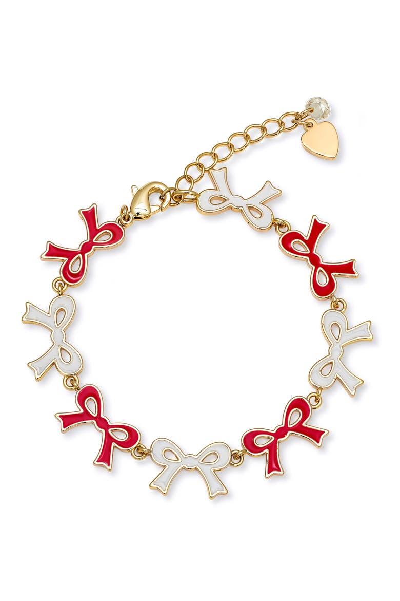 Kids' Flat Bow Bracelet, Main, color, RED/ WHITE