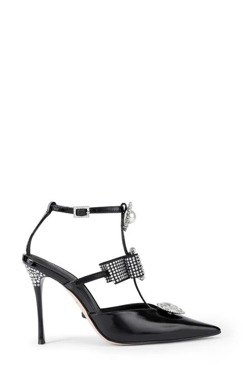 Bow Ankle Strap Pointed Toe Gladiator Pump (Women)