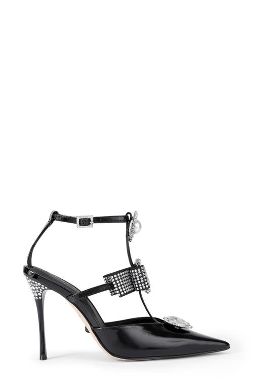 Kurt Geiger London Bow Ankle Strap Pointed Toe Gladiator Pump In Black