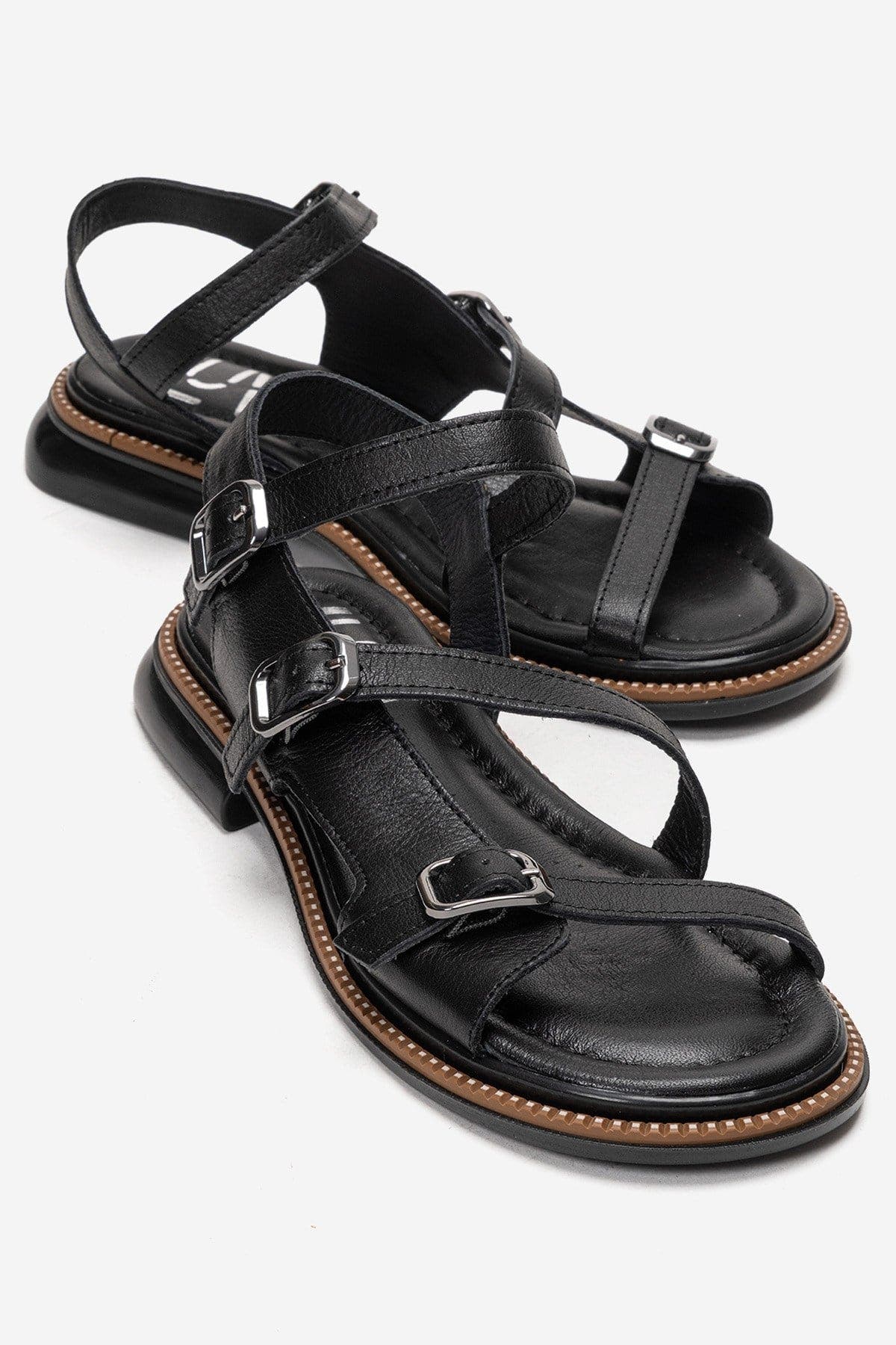 Forever & Always Shoes Morez Leather Sandal, Main, color, Black