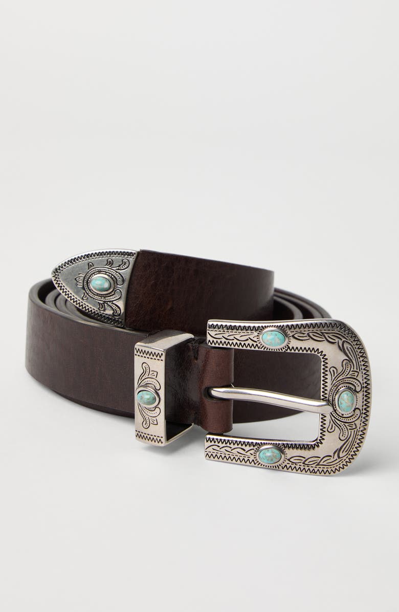 Brunello Cucinelli Calfskin belt, Alternate, color, Ebony